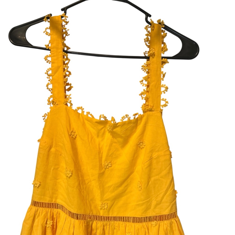 FARM Rio Yellow 3D Flowers Midi Dress Size Small NWT - Picture 7 of 7